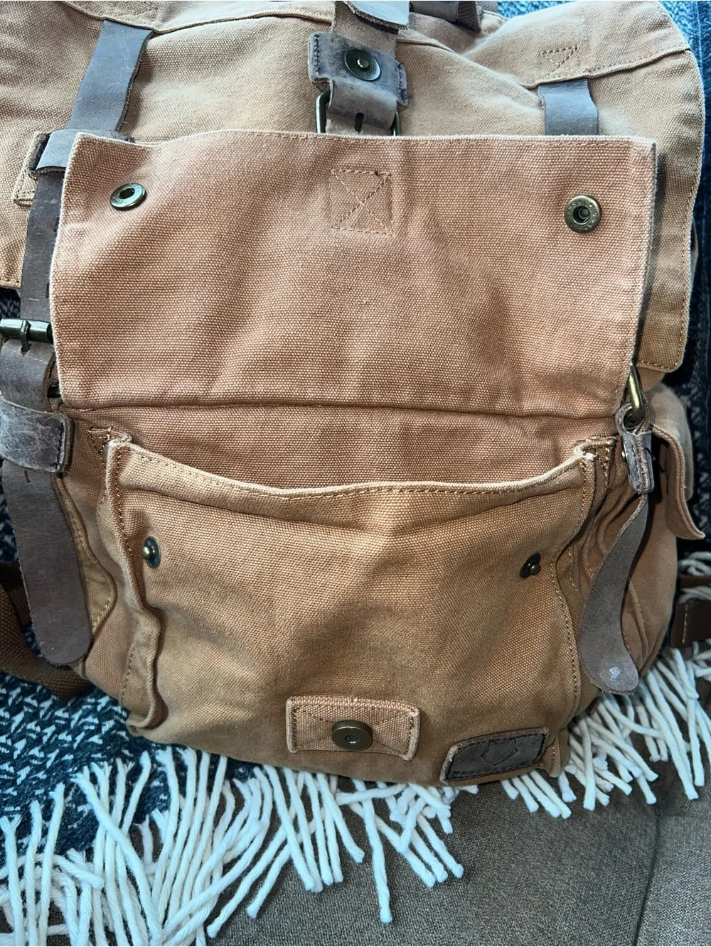 Vintage desertwolf Canvas Backpack in Tan - Casual Men’s Daypack
